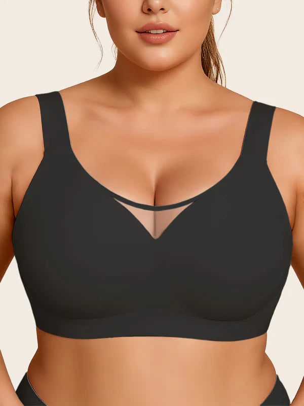 Plus Size Myst Mesh V Neck Wireless Bra