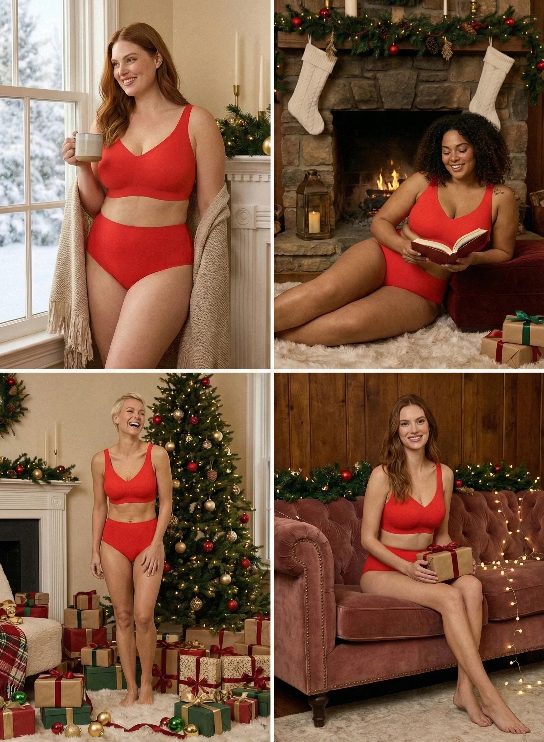 Jelly Wireless T-shirt Red Bra Christmas Special