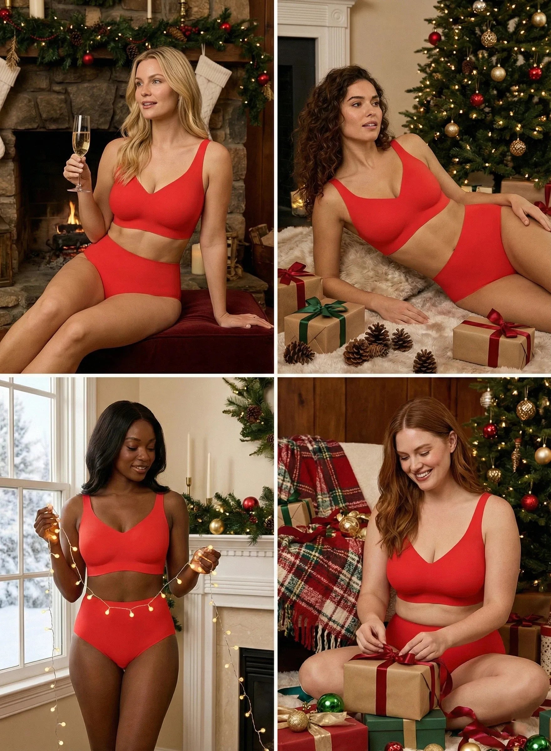 Jelly Wireless T-shirt Red Bra Christmas Special
