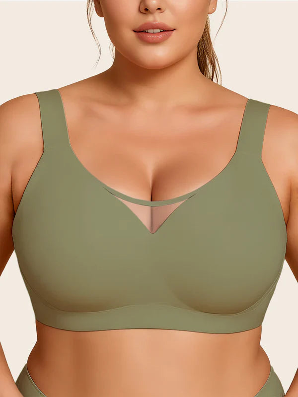Plus Size Myst Mesh V Neck Wireless Bra