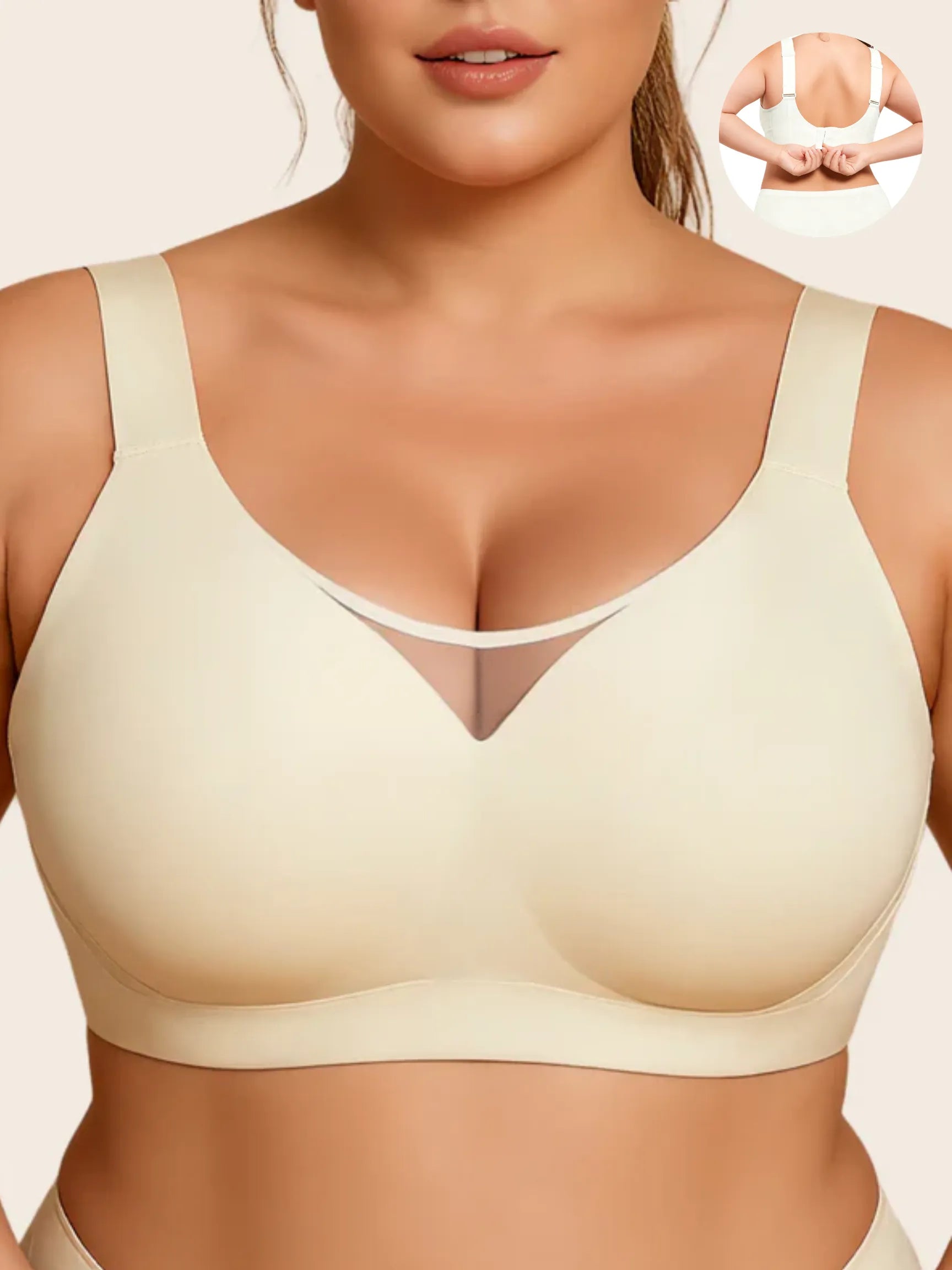 Plus Size Myst Mesh V Neck Wireless Bra