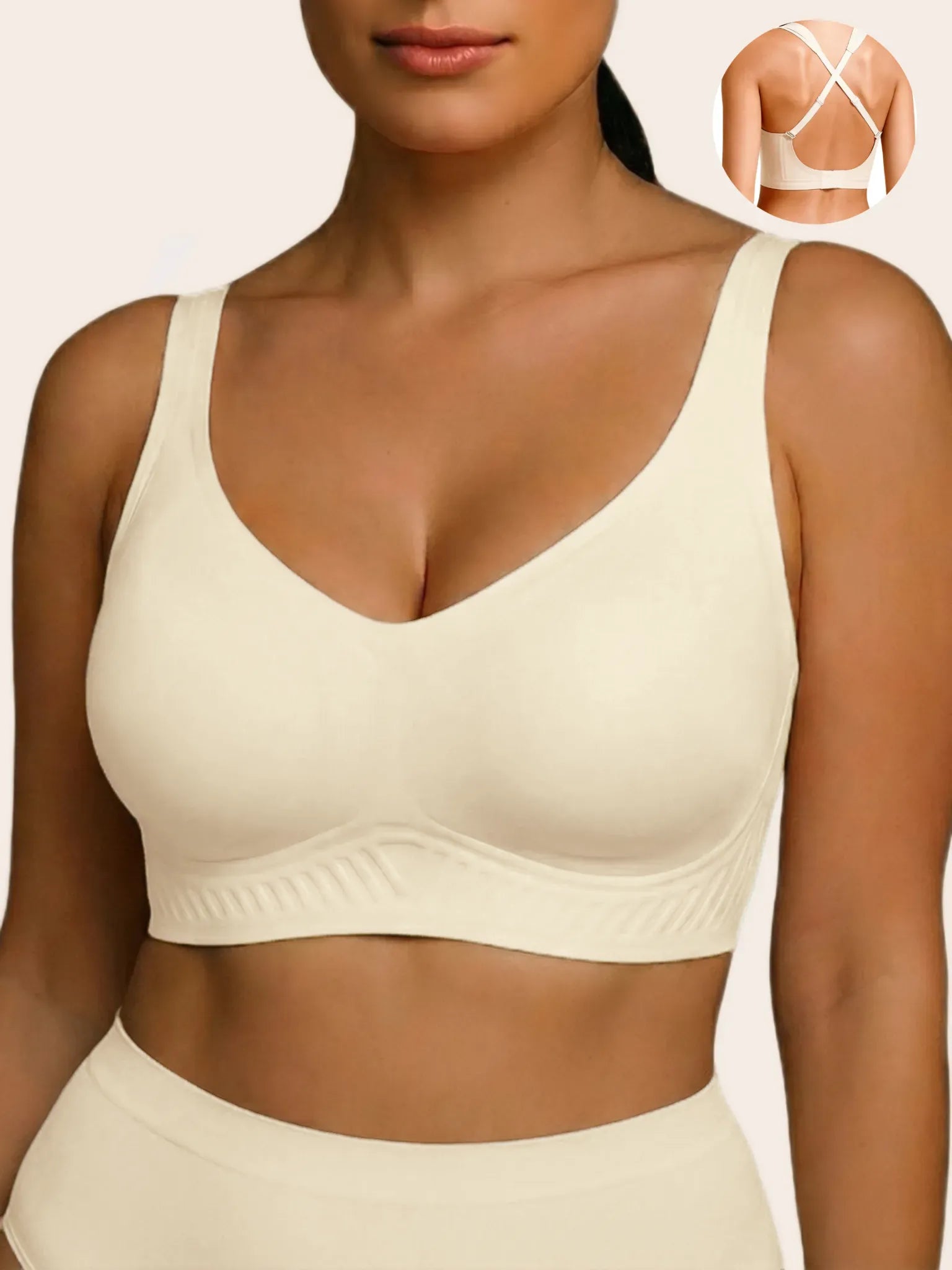 U/Cross Back Wireless Push Up Seamless Bra
